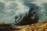 Panoramic Landscape with Figures and an Approaching Storm by Probably Dutch School 18th & 19th century, Oil on panel, offered Mar 2016