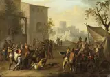 Franz de Paula Ferg, Brawl Outside a Tavern, Oil on paper, mounted on copper