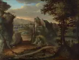 Landscape with a Castle and Hunters by Flemish School 17th century, Oil on copper, offered Mar 2016