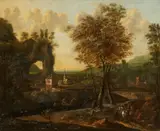 Flemish School 1st half 18th century, Landscape with Travellers, Oil on canvas