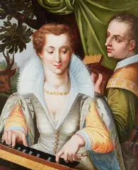 Hearing by copy after Hendrick Goltzius, Oil on panel, sold Mar 2016