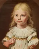 Friedrich Bury, Portrait of Charlotte Catherine Jacobine Leonhard as a Child Portrait of Carl Caesar Leonhard as a Child with a Rose Portrait of Johann Friedrich Leonhard as a Child with an Apple, Oil on canvas (the portrait of Johann Friedrich Leonhard relined). Each 38-