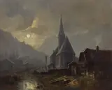 Heinrich Bürkel, A Church in Ramsau in the Moonlight