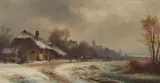 Anton Doll, Winter Landscape with Peasants