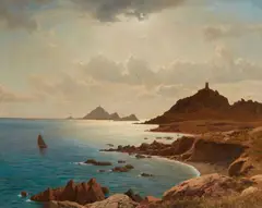 Michael Haubtmann, A Rocky Coastal Landscape, Oil on canvas