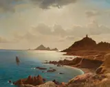 Michael Haubtmann, A Rocky Coastal Landscape, Oil on canvas