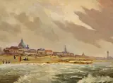 Hans Herrmann, Strand von Scheveningen, Oil on panel