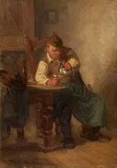 Two Tavern Scenes by Hugo Kauffmann, Oil on panel. 12.5 x 9 and, offered Mar 2016