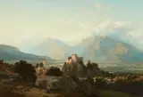 Stanislaus Graf von Kalckreuth, Mountainous Landscape with a Castle, Oil on canvas