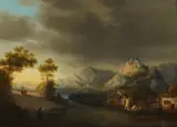 Willem de Klerk, Mountainous Landscape with a River, Oil on panel