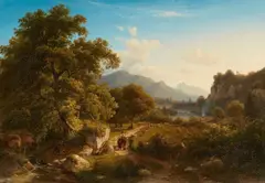 Landscape near Ischl by Johann Mohr, Oil on canvas, sold Mar 2016
