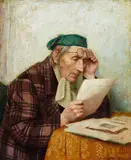 Wilhelm Müller-Schoenefeld, An Elderly Print Collector, Oil on panel