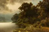 Julius Monien, At the Lakeside, Oil on canvas