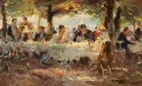 The Beer Garden by Otto Eduard Pippel, Oil on canvas, sold Mar 2016