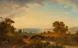 C. L. Schmitz, Rhenish Landscape with a Peasant and Horses, Oil on canvas