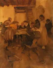 Tavern Scene by Wilhelm Schreuer, Mixed media on paper, mounted on canvas, offered Mar 2016