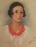 Portrait of a Young Lady (possibly Rahel Leviné) by Edler von Haberkorn Konrad Supanchich, Chalk pastel on paper, offered Mar 2016