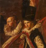 Hugo Vogel, Two Men in Historic Attire, Oil on canvas