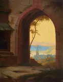 attributed to Philipp Jakob Wagner, View through an Archway, Oil on canvas