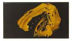 Shiryu Morita, A calligraphy by Morita Shiryû (1912-1998), A calligraphy by Morita Shiryu (1912-1998) displaying the character "En" (circle ). Aluminum flake pigment in polyvinyl acetate medium, yellow alkyd varnish on paper. Original frame. On the reverse a pasted paper label with title, size, and date 1967 in ballpoint pen, the name Morita Shiryû in ink and seal Sei no ji and # 1367 in pencil