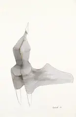 Lynn Chadwick, Figure in the Wind, VI, 1980, Watercolour and India ink on paper
