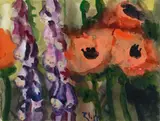 Klaus Fußmann, Untitled (Mohn und Rittersporn), 1988, Watercolour on paper