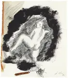 Sandro Chia, Untitled (boy jumping in the dark), 1984, Mixed media on paper with torn left margin. Approx