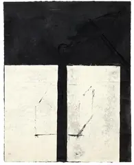 Giuseppe Spagnulo, Untitled (Werkzeichnung "Antigone"), 1993, Mixed media, iron casting and ashes, collaged, on highly fibrous cardboard on panel. Approx