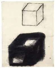 Giuseppe Spagnulo, Untitled (Werkzeichnung "Antigone"), 1993, Mixed media, iron casting and ashes, collaged, on highly fibrous cardboard on panel. Approx