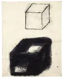 Giuseppe Spagnulo, Untitled (Werkzeichnung "Antigone"), 1993, Mixed media, iron casting and ashes, collaged, on highly fibrous cardboard on panel. Approx