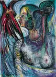 Antonius Hoeckelmann, Untitled (Frau und Greisenvogel I), 1993, Mixed media on paper