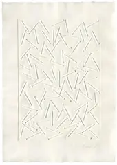Untitled by Günther Uecker, 1992, Embossing, reworked with acrylic, on cardboard. Approx, sold Nov 2015