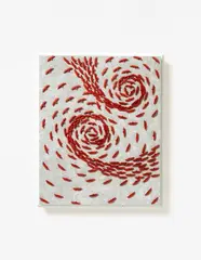 Gusmaroli, Vortice rosso, 2015, Paper collaged on paper lace on canvas