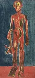 Markus Lüpertz, Ganymed (Mann mit Huhn), 1985/1986, Original woodcut, pigmented like a monotype, on paper