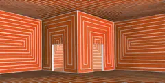 Thomas Huber, Bildraum mit Streifen, 1995, Oil on canvas