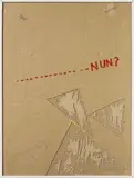 Nun? by Joseph Beuys, 1979, Pencil on brown cardboard, partially cut and red felt-tip pen on glas pane, offered Nov 2015