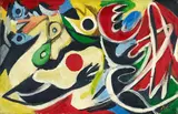 Frau mit Hahn by Ernst Wilhelm Nay, 1948/1949, Oil on canvas, sold Nov 2015