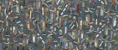 Antonio Seguí, De Como los Nervios Saltan a la Vista, 1990, Mixed media and collage on canvas