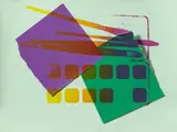 Andy Warhol, Watercolor Paint Kit with brushes, Circa 1982, Collage and colour silkscreen on cardboard