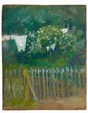 August Macke, Wäsche in Kandern. Verso: Münsterkirche in Bonn