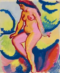 Sitzender Akt II by August Macke, 1912, Watercolour and gouache on white transparent paper, sold Nov 2015