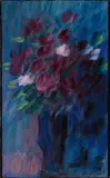 Großes Stilleben (Vase mit Rosenstrauß, Dunkelrote Blume) resp. Bouquet à l'heure bleue by Alexej von Jawlensky, 1937, Oil on firm textured card, sold Nov 2015