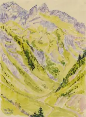 Fritz Bleyl, Gebirgslandschaft, 1924, Watercolour over prepartory pencil drawing on tracing paper