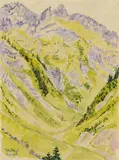 Fritz Bleyl, Gebirgslandschaft, 1924, Watercolour over prepartory pencil drawing on tracing paper