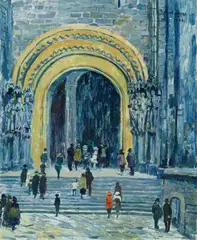 Richard Bloos, Kirchenportal, 1923, Oil on canvas