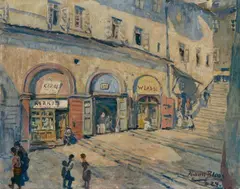 Richard Bloos, Aufgang zum Hradschin, Prag, 1924, Oil on canvas