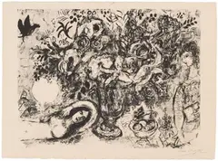 Nu aux fleurs by Marc Chagall, 1965, Lithograph on wove paper with watermark "Arches", offered Nov 2015