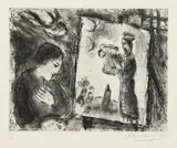 Marc Chagall, Le Peintre et son tableau, 1967, Etching on wove paper with watermark (hand with branch)