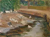 Otto Dill, Enten am Weiher, Oil on card