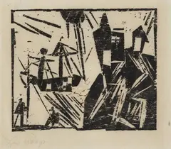 An der Küste by Lyonel Feininger, 1920, Woodcut on fine Japan laid paper, sold Nov 2015